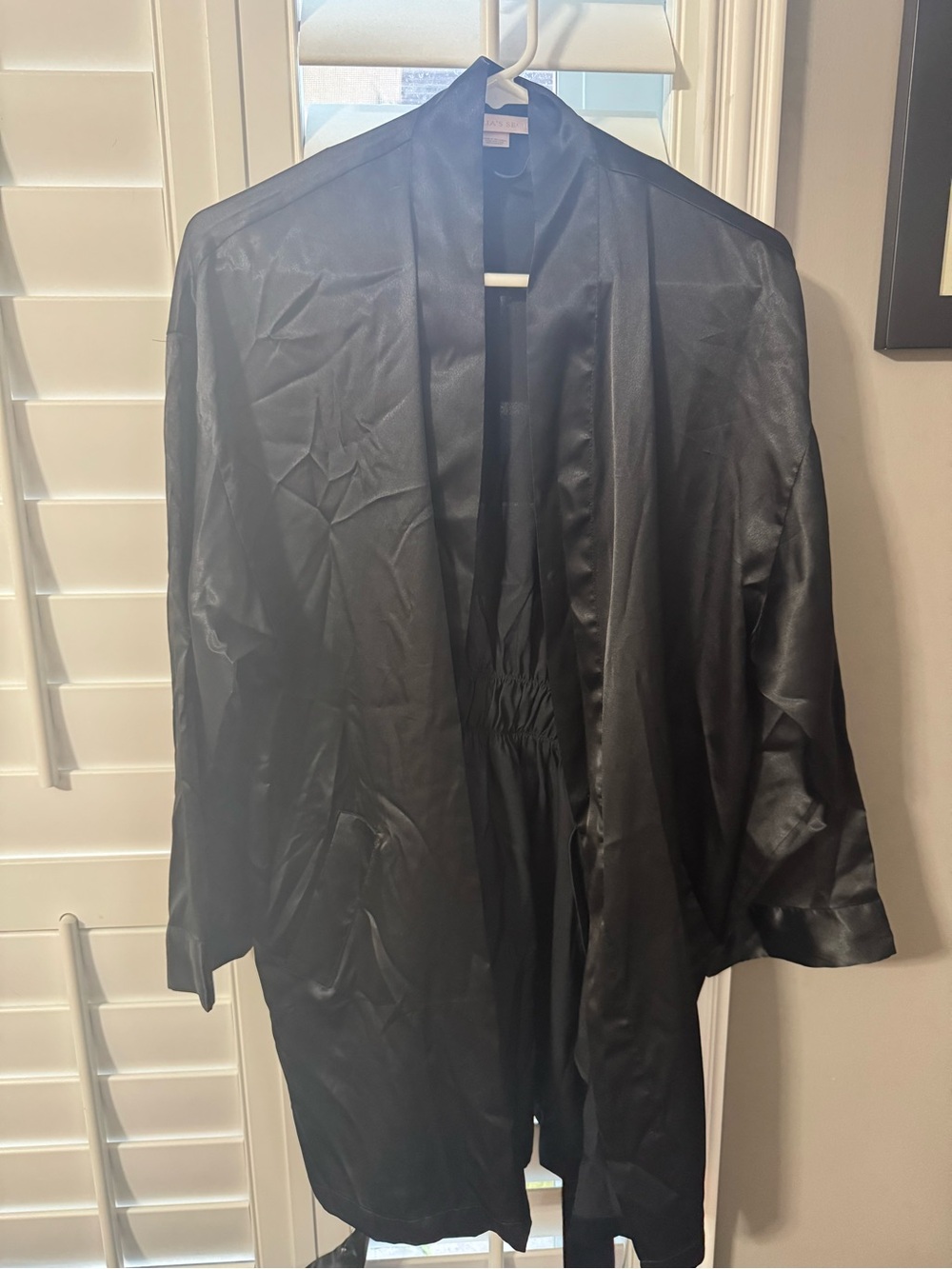 Victoria's Secret Black Satin Open-Front Robe